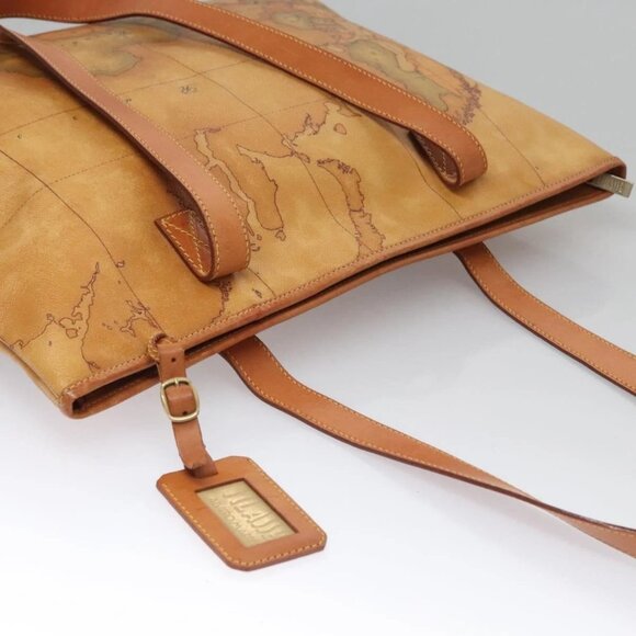 PRIMA CLASSE Hand Bag Leather PVC Beige Brown gold Auth - Picture 11 of 16